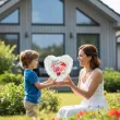 dekoracja prezent na dzien kobiet balon foliowy serce kwiaty bialy 18 hrt