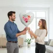 dekoracja prezent na dzien kobiet balon foliowy serce kwiaty bialy 18 hrt