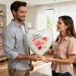 dekoracja prezent na dzien kobiet balon foliowy serce kwiaty bialy 18 hrt