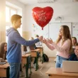 dekoracja prezent na dzien kobiet balon foliowy serce kwiaty czerwony 18 hrt