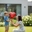 dekoracja prezent na dzien kobiet balon foliowy serce kwiaty czerwony 18 hrt