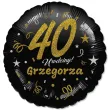 dekoracja prezent na urodziny balon foliowy glamour birthday czarny 18 rnd