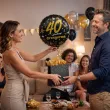 dekoracja prezent na urodziny balon foliowy glamour birthday czarny 18 rnd