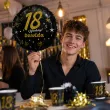 dekoracja prezent na urodziny balon foliowy glamour birthday czarny 18 rnd