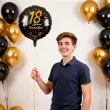 dekoracja prezent na urodziny balon foliowy glamour birthday czarny 18 rnd
