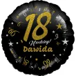 dekoracja prezent na urodziny balon foliowy glamour birthday czarny 18 rnd
