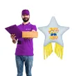 dekoracja prezent na urodziny balon foliowy gwiazda z fredzlami minionki na hel 18