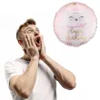 dekoracja prezent na urodziny balon foliowy kotek happy birthday rozowy 18 rnd