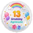 dekoracja prezent na urodziny balon foliowy z imieniem balony i tecza personalizacja do girland