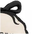 dekoracja prezent na urodziny balon foliowy z kokardka happy birthday kremowo czarny 22 cale