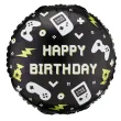 dekoracja prezent na urodziny gracza balon foliowy gaming happy birthday czarny 18 rnd