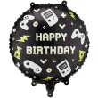 dekoracja prezent na urodziny gracza balon foliowy gaming happy birthday czarny 18 rnd