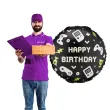 dekoracja prezent na urodziny gracza balon foliowy gaming happy birthday czarny 18 rnd