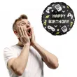 dekoracja prezent na urodziny gracza balon foliowy gaming happy birthday czarny 18 rnd