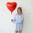dekoracja prezent na walentynki balon foliowy serce czerwone partydeco 18 hrt