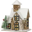 dekoracja sniezny domek bialy guirca 22 5x19 5 cm
