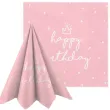 dekoracja stolu dodatek na urodziny serwetki papierowe happy birthday rozowe 33 cm 20 szt