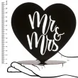 dekoracja topper mr mrs w sercu metal czarny dekora 14 5 cm