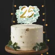 dekoracja tortu na 25 rocznice slubu topper papierowy srebrne gody eukaliptus beauty 18x14 cm