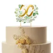dekoracja tortu na 50 rocznice slubu topper papierowy zlote gody eukaliptus beauty 18x14 cm