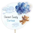 dekoracja tortu na chrzest swiety chlopca topper papierowy niebieski mis imie