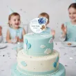 dekoracja tortu na chrzest swiety chlopca topper papierowy niebieski mis imie