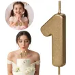 dekoracja tortu na urodziny rocznice swieczka tortowa cyfra 1 zlota elegancka glamour 8 7 cm