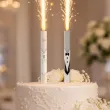 dekoracja tortu na wesele slub fontanna tortowa raca maz gold wedding 18 cm