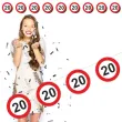 dekoracja wiszaca na 20 urodziny baner girlanda liczba 20 traffic birthday znak zakazu