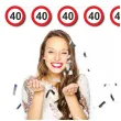 dekoracja wiszaca na 40 urodziny baner girlanda liczba 40 traffic birthday znak zakazu