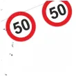dekoracja wiszaca na 50 urodziny baner girlanda liczba 50 traffic birthday znak zakazu
