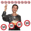 dekoracja wiszaca na 90 urodziny baner girlanda liczba 90 traffic birthday znak zakazu