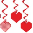 dekoracja wiszaca na walentynki serca geometryczny mix czerwone 6 szt