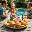dekoracje do muffinek babeczek na hawajskie party pikery hello aloha mix 6 szt