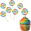 dekoracje do muffinek babeczek pikery szpilki teczowy dzien dziecka x6