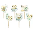 dekoracje do muffinek pikery na babeczki 50 rocznica slubu eukaliptus beauty zlote gody x6