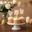 dekoracje do muffinek pikery na babeczki 50 rocznica slubu eukaliptus beauty zlote gody x6