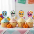 dekoracje do muffinek przekasek na dia de los muertos halloween pikery szpilki czaszki x6
