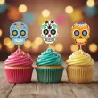 dekoracje do muffinek przekasek na dia de los muertos halloween pikery szpilki czaszki x6