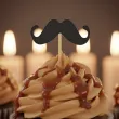 dekoracje do muffinek przekasek na movember pikery wasy czarne 6 szt