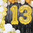 dekoracje na 13 urodziny zestaw balonow liczba 13 zloty 33 dgt 2 elementy
