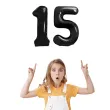 dekoracje na 15 urodziny rocznice zestaw balonow xl liczba 15 czarny 39 dgt 2 szt