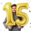 dekoracje na 15 urodziny zestaw balonow liczba 15 zloty 33 dgt 2 elementy