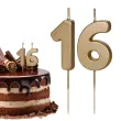 dekoracje na 16 urodziny swieczki na tort liczba 16 zloty 4 5 cm 2 szt