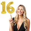 dekoracje na 16 urodziny zestaw balonow liczba 16 zloty 33 dgt 2 elementy