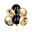 dekoracje na 18 urodziny balony happy birthday liczba 18 mix z konfetti czarno zlote 12 x6