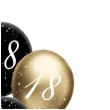 dekoracje na 18 urodziny balony happy birthday liczba 18 mix z konfetti czarno zlote 12 x6