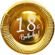 dekoracje na 18 urodziny osiemnastke zlote talerzyki papierowe 18th birthday okragle 18 x6