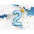dekoracje na 2 urodziny dla chlopca balon foliowy cyfra 2 stojaca blekitny partydeco
