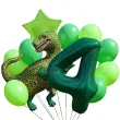 dekoracje na 2 urodziny zestaw balonow dinozaur t rex tyranozaur liczba 2 zielony 9 szt